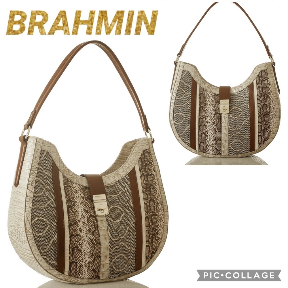 SALE💥💥NEW BRAHMIN‎ BETHANY LIMESTONE OLETA SHOULDER BAG CROC-EMBOSSED SATCHEL